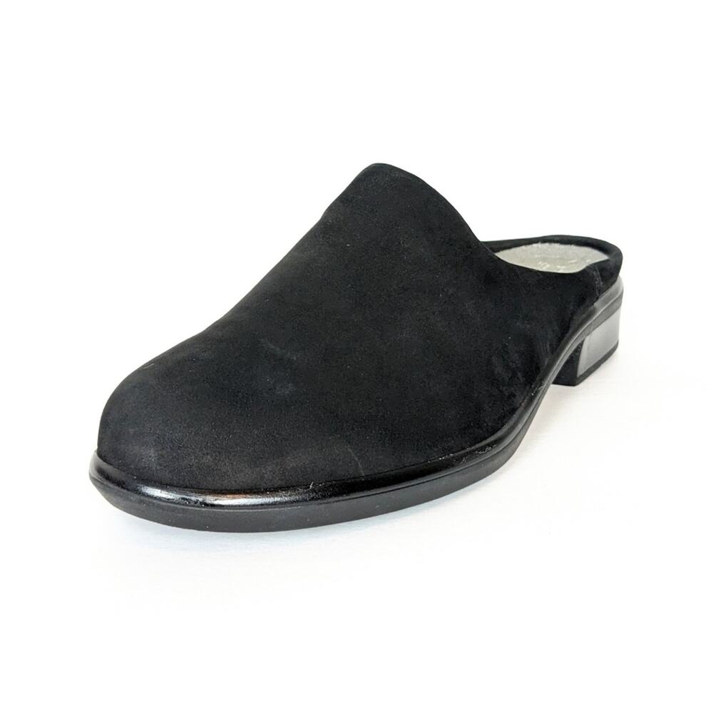 Naot Lodos Mules 4.5 Black Slip On Heeled Comfort Leather Minimalist